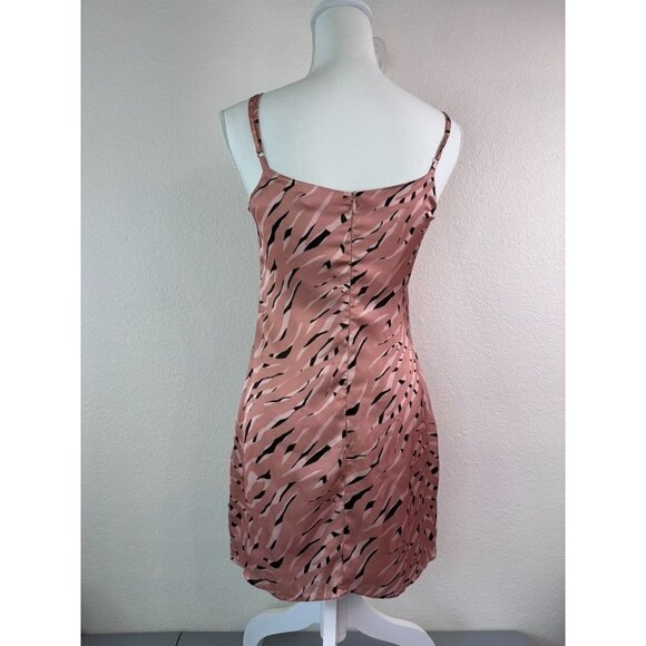 Storia women's small dusty pink zebra print satin slip cami mini dress - Picture 6 of 10